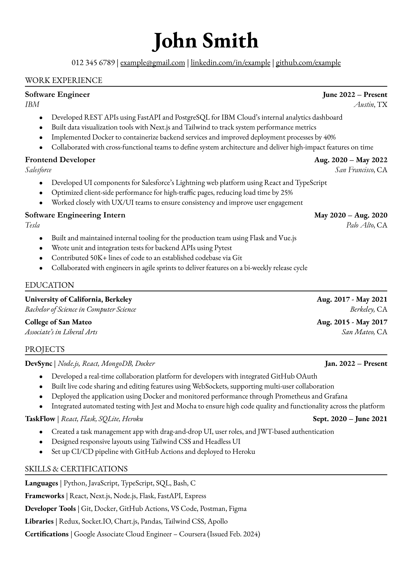 Förhandsgranskning av professionell CV-mall